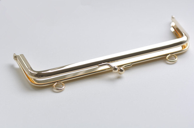 6" Light Gold Purse Frame With Two Loops Glue-In Style 15.5cm x 5cm ( 6" x 2")