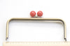 22cm (8") Retro Bronze Purse Frame With Large Red Kisslock Glue-In Style Closure Frame 22x9cm