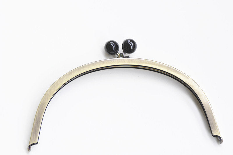 21.5cm( 8 1/2") Brushed Brass Purse Frame With Black Candy Head Bag Hanger High Quality