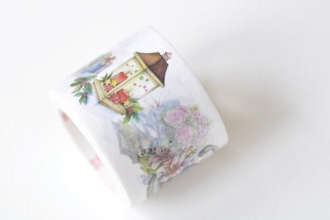 Retro Washi Tape Vintage Flowers Japanese Lined Masking Tape 30mm x 3M A12208