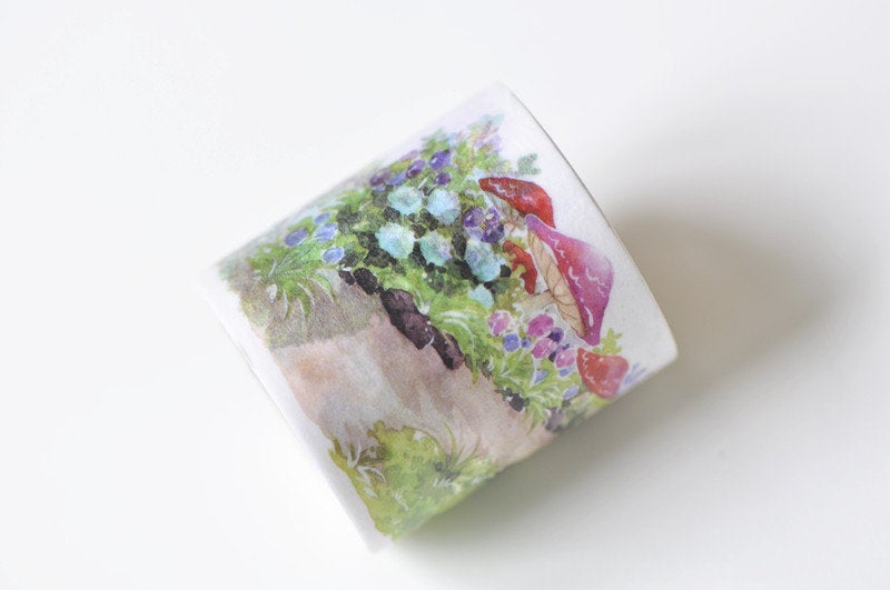 Mushroom Washi Tape Japanese Masking Lined Deco Tape 40mm x 3M A13160