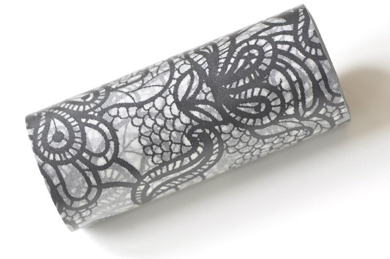 Retro Black Washi Tape Vintage Flower Washi Tape 100mm x 7M A13259