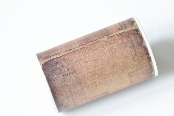 Vintage Burned Book Washi Tape Wide Masking Tape 60mm wide x 5 Meters A10696