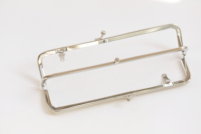Silver Purse Frame Two Bag Purse Frame Glue-In Style With Inside Loops 18 x 4.2cm