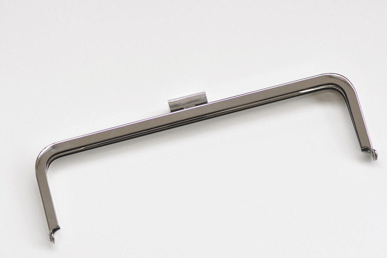 22cm (8") Silver Purse Frame With Large Kisslock Glue-In Style Closure Frame