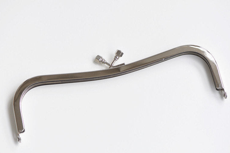 23cm Silver Purse Frame Handle Glue In Bag Hooks 23 x 7cm ( 9" x 2.7")