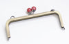 21cm (8") Bronze Purse Frame Handbag Wedding Bag Maker With Red Stone Pattern Kiss-lock