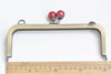 21cm (8") Bronze Purse Frame Handbag Wedding Bag Maker With Red Stone Pattern Kiss-lock