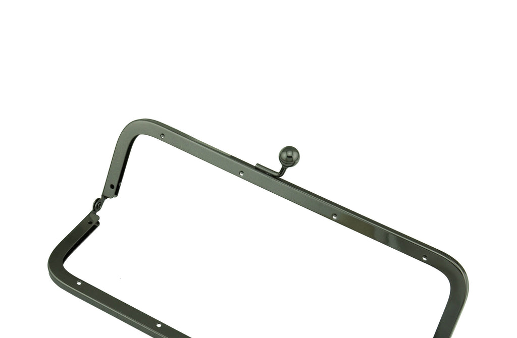 Gunmetal Black Rectangular Purse Frame Bag Hanger With Screws 21.5x6.5cm