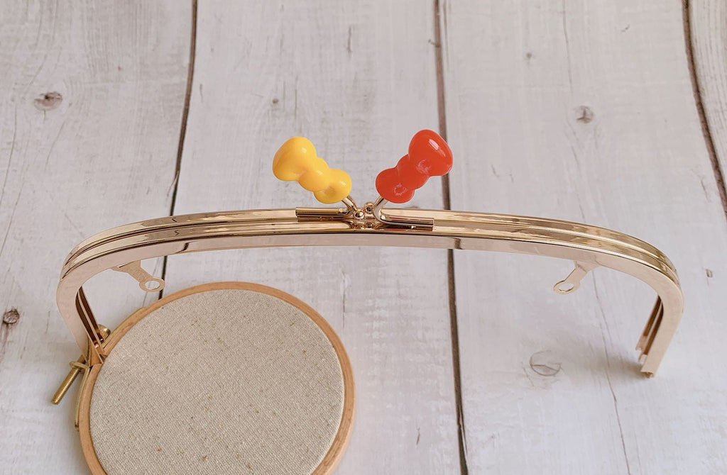 Light Gold Purse Frame Glue-In Clutch Bag Kiss Lock Bag Frame 24cm x 10cm