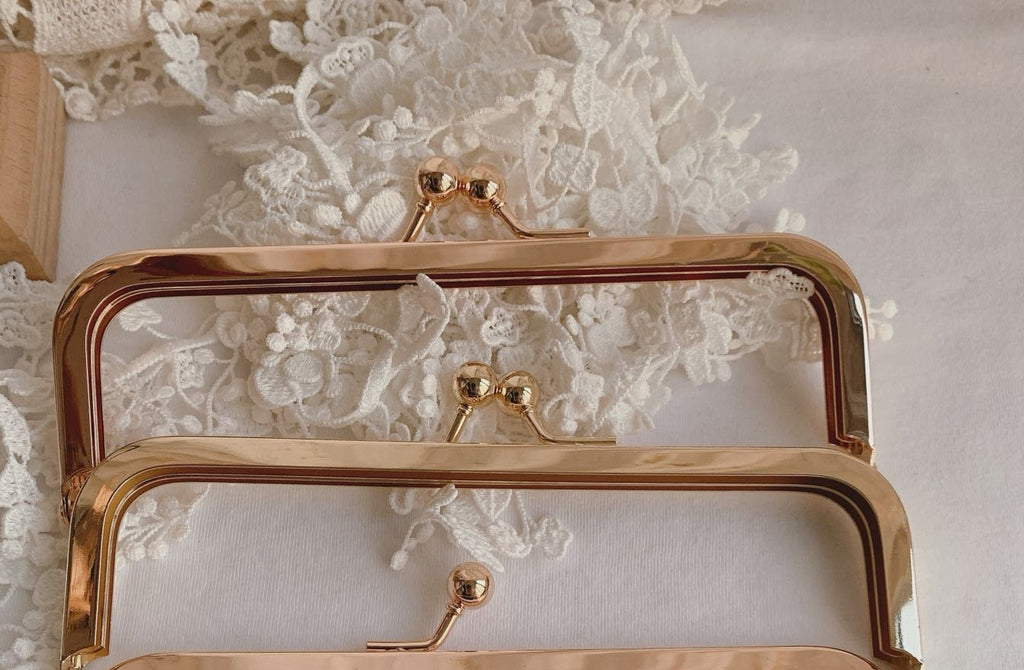 Light Gold Purse Frame Kiss Lock Bag Hanger 16.5x5.3cm