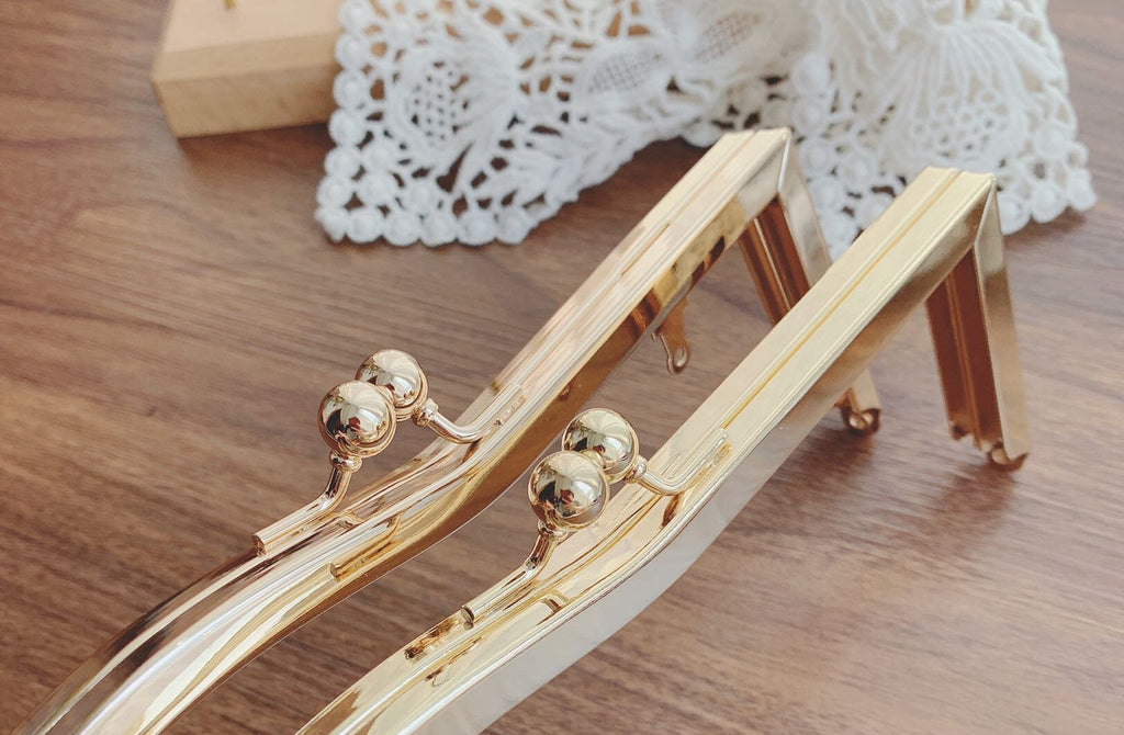 18 x 6cm Wave Shape Purse Frame Glue-In Style Purse Frame Gold/Light Gold
