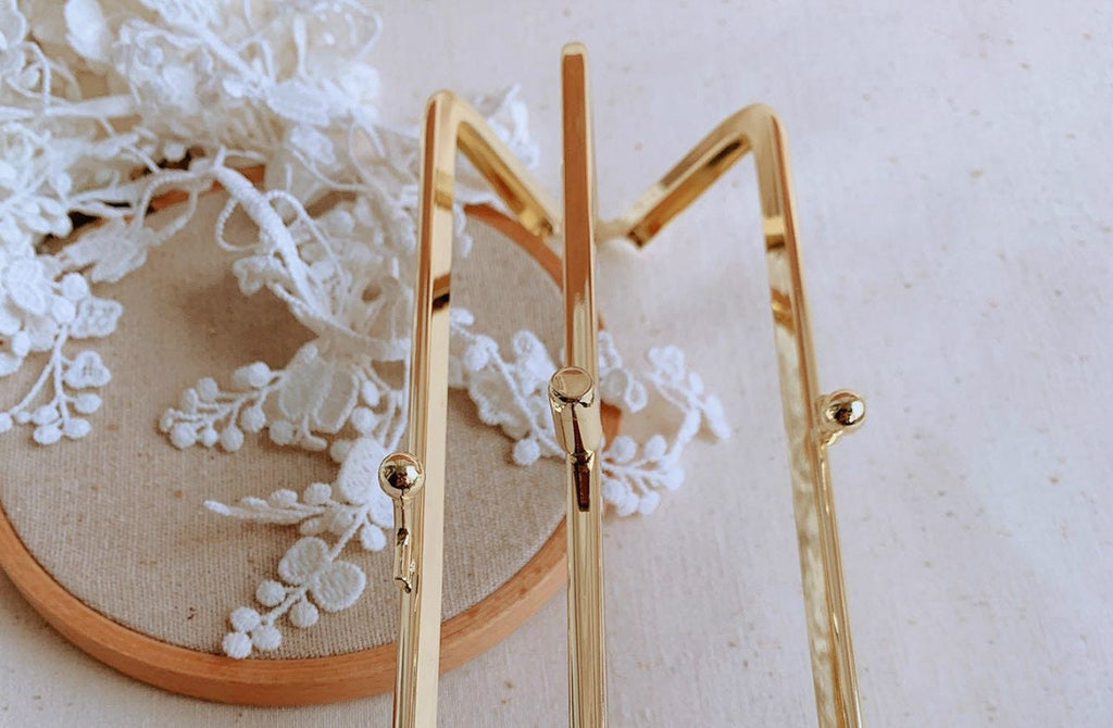 18cm Gold Purse Frame Two Bag Purse Frame Glue-In Style 18 x 5cm