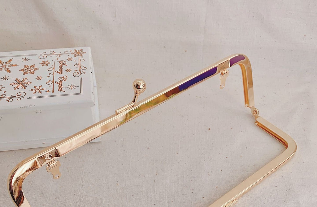 23cm Light Gold Purse Frame Glue-In Style Come With Paper Pattern