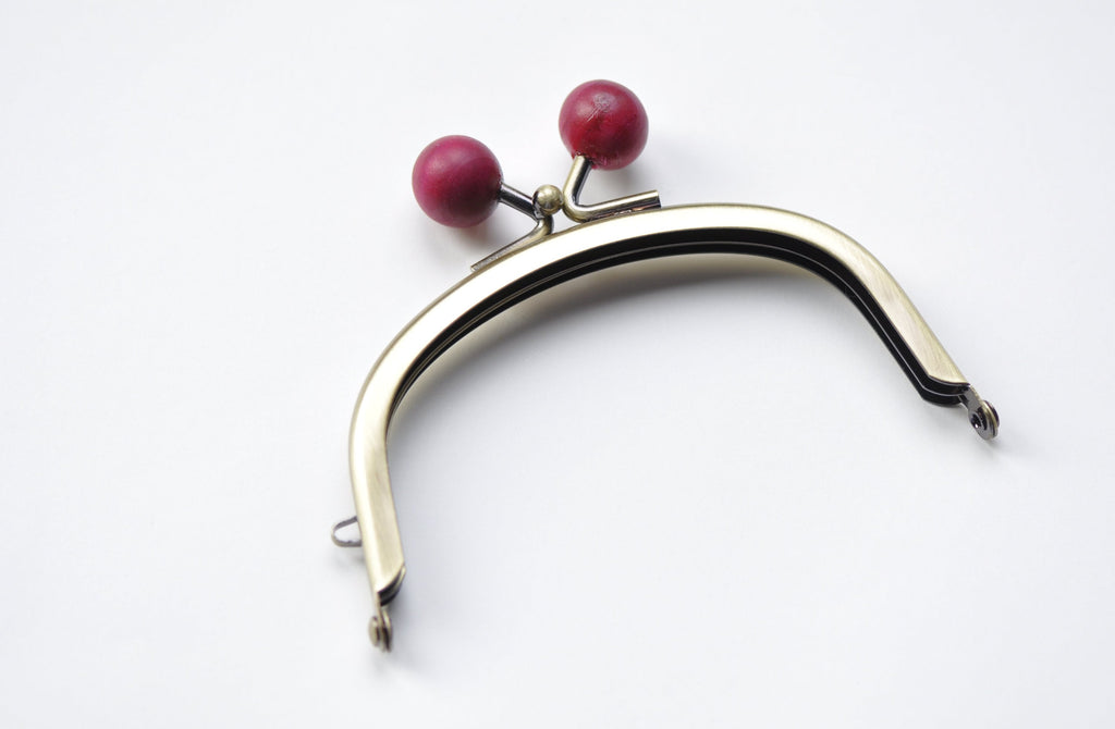 5pcs-10.5cm Bronze Purse Frame With Rose Red Color Wooden Kiss Lock Glue In Style 10.5cm x 5.5cm