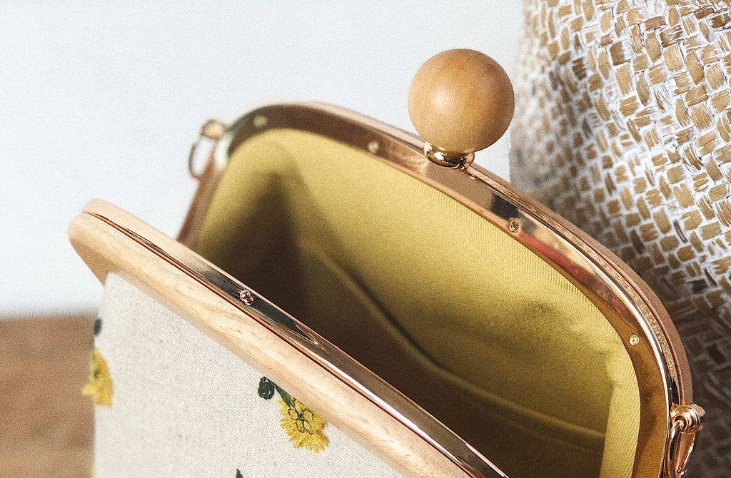 DIY Kit Wood Handle Purse Frame Bag With Screws 22.5cm x 8cm