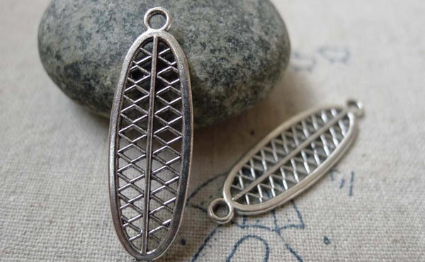 Antique Silver Long Oval Mesh Connectors 11x36mm Set of 15 A6354