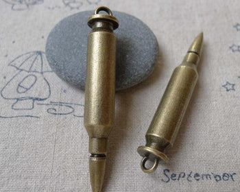 Rifle Bullet Pendants Huge Bronze Charms HEAVY WEIGHT Set of 4 A7069