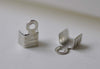 Fold Over Crimp Head Clasps Platinum Tone Cord Ends Set of 100 A7905