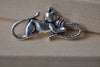 Antique Silver Cat Connector Wool Ball Charms Set of 10 A7910