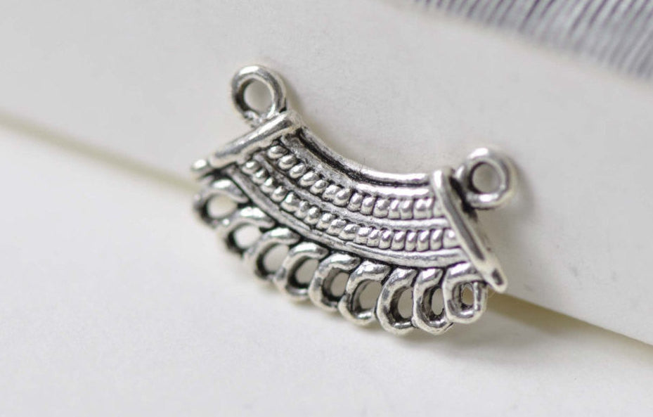 Chandelier Earring Antique Silver Fan Connectors Set of 20 A7920