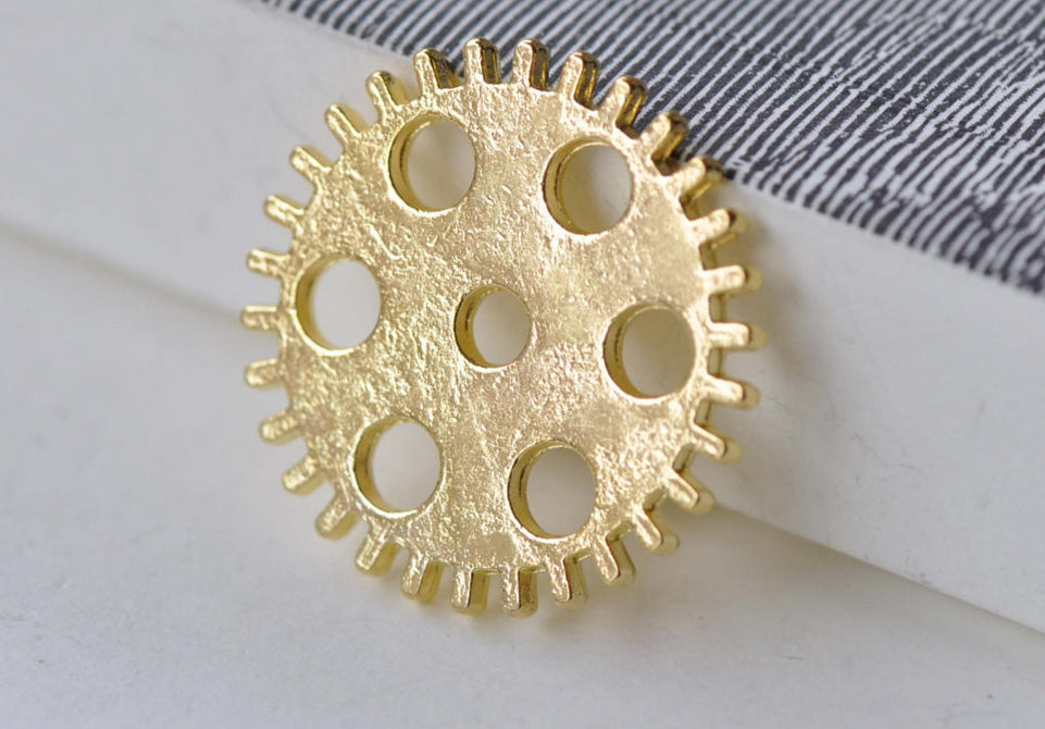 20 pcs Gold Gear Connectors Mechanical Watch Movement Charms A7916