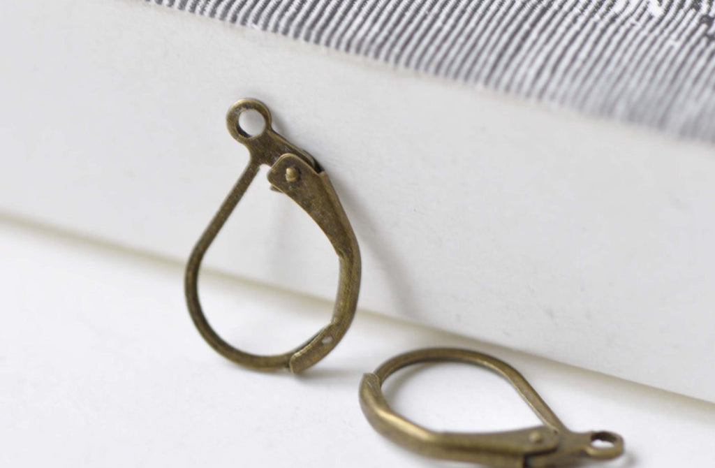 Antique Brass Leverback Earwire Findings Set of 40 A7903