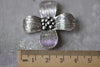2 pcs Antique Silver Large Four Petal Flower Pendants Back Loop A7921