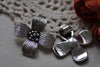 2 pcs Antique Silver Large Four Petal Flower Pendants Back Loop A7921