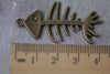 Fish Bone Charms Antique Bronze Skeleton Pendants Set of 10 A7930