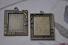 6 pcs Rectangle Base Settings Flower Photo Frame Pendant Tray A7935