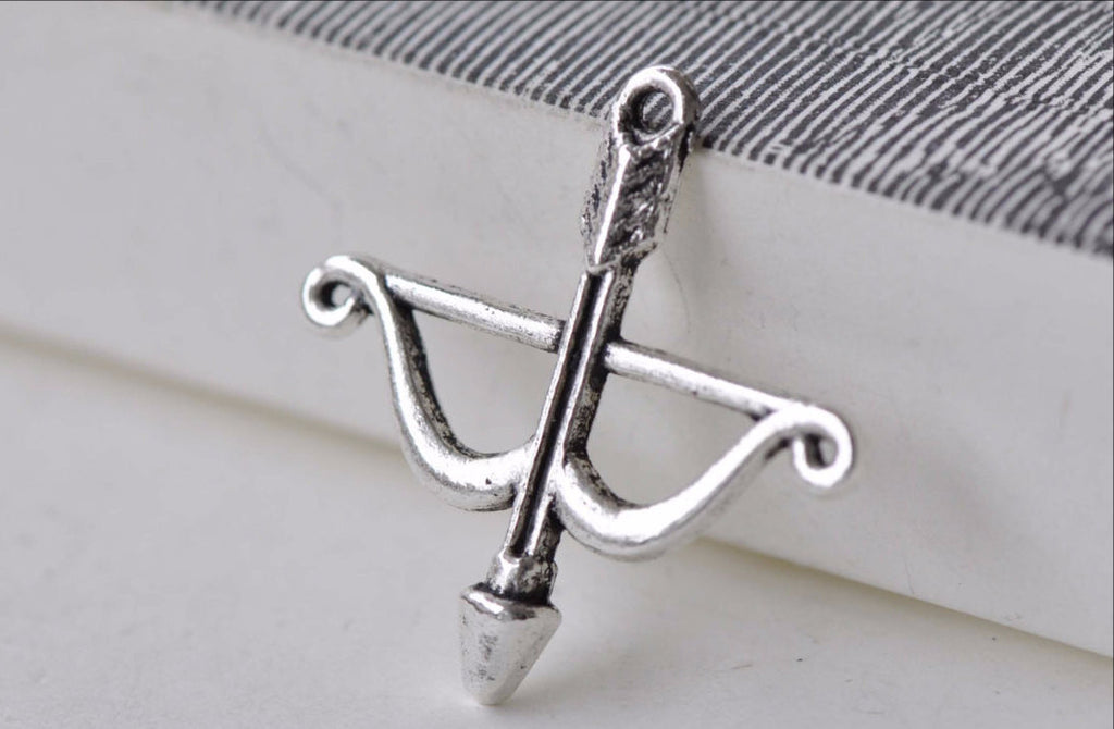 Bow Arrow Connectors Antique Silver Archery Charms Set of 20 A7948