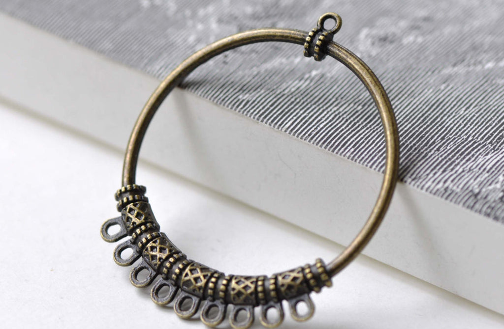 Antique Bronze Round Chandelier Earring Pendants Set of 10 A7968
