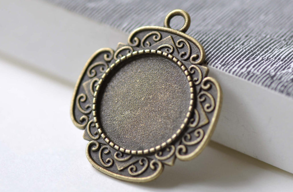 10 pcs Antique Bronze Fancy Pendant Tray Base Setting Blank A7972