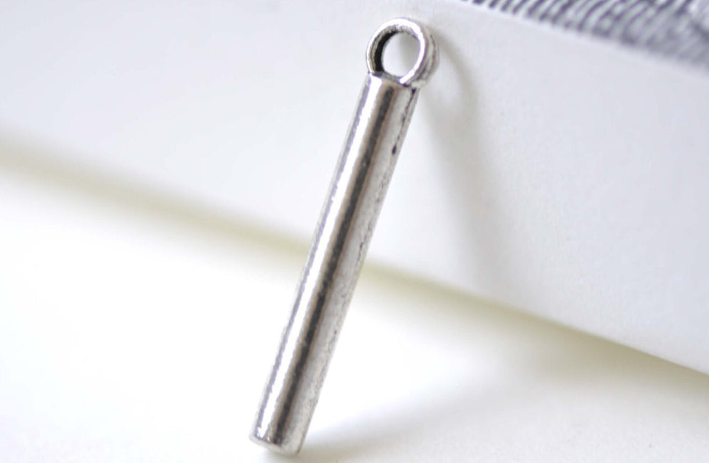 Antique Silver Plain Round Bar Charms Size 2x24mm Set of 20 A7984