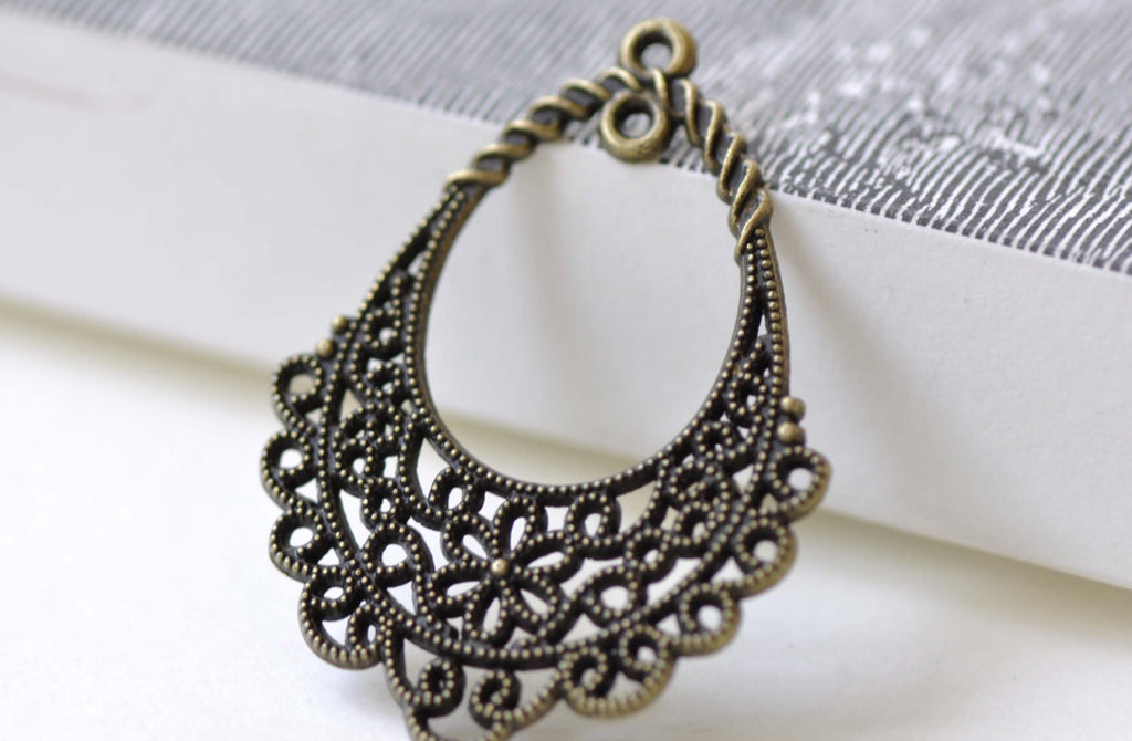 Antique Bronze Floral Chandelier Earring Pendants Set of 10 A7991