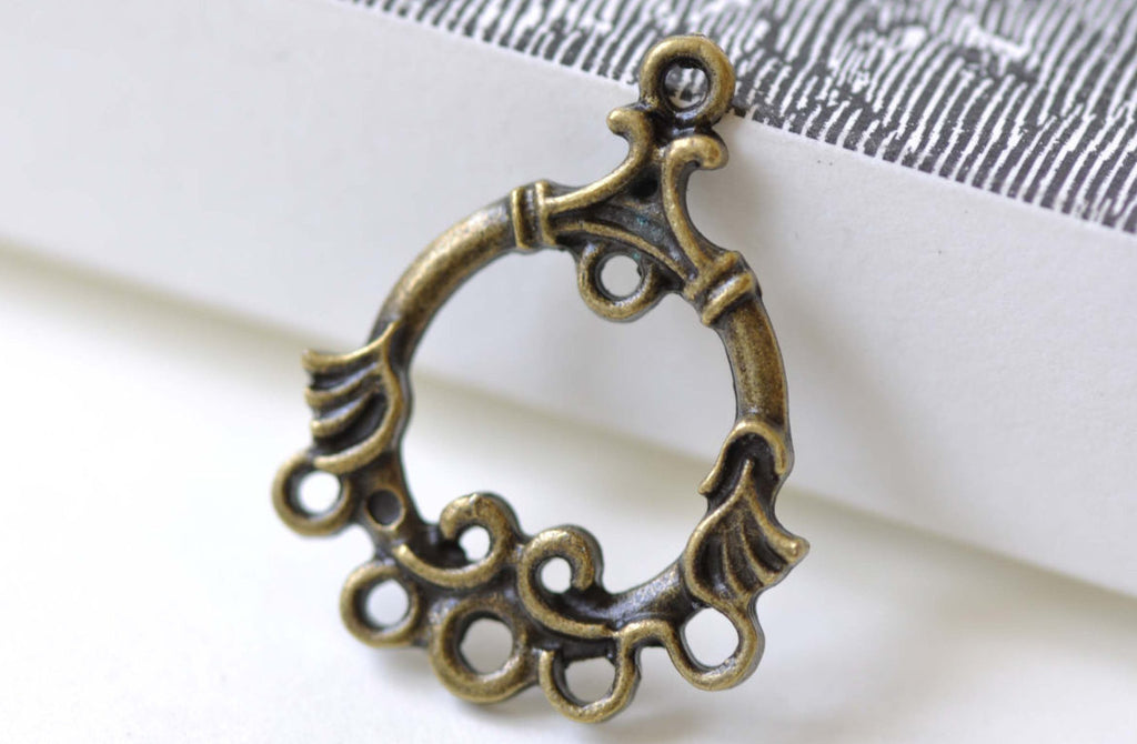Fancy Chandelier Earring Antique Bronze Connector Set of 10 A7993