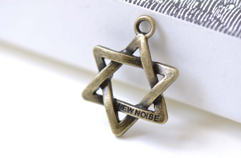 20 pcs Star of David Charms Antique Bronze Star Pendant A7994