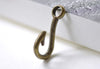 10 pcs Antique Bronze Unadorned Blank Fish Hook Charms A8001