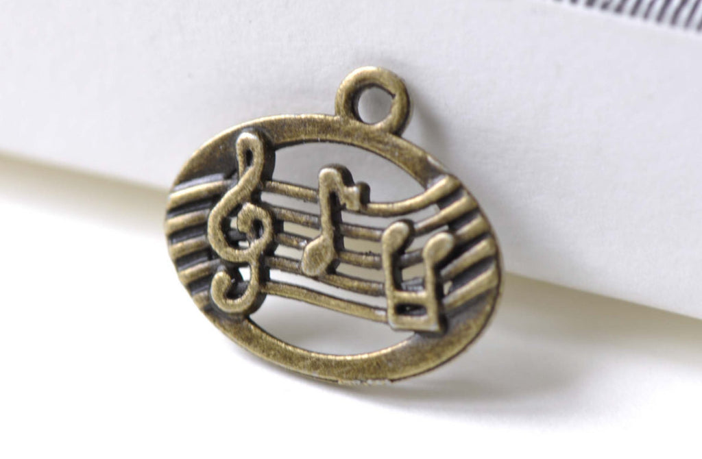 20 pcs Music Note Charms Antique Bronze Treble Clef Pendants A8007