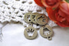 Cut out Princess Crown Round Antique Bronze Charms Set of 20 A8008