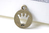Cut out Princess Crown Round Antique Bronze Charms Set of 20 A8008