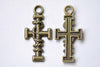 Antique Bronze Coiled Cross Religious Charms 12x26mm Set of 20 A8015