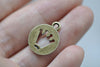 Cut out Princess Crown Round Antique Bronze Charms Set of 20 A8008
