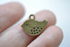 Flat Baby Bird Charms Antique Bronze Dotted Sparrow Set of 20 A8018