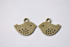 Flat Baby Bird Charms Antique Bronze Dotted Sparrow Set of 20 A8018