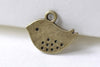 Flat Baby Bird Charms Antique Bronze Dotted Sparrow Set of 20 A8018