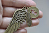 Antique Bronze Angel Feather Wing Kit Charms Set of 10 A8020