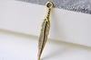 Antique Gold Long Feather Charms 5x28mm Set of 20 A8048