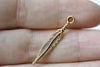 Antique Gold Long Feather Charms 5x28mm Set of 20 A8048